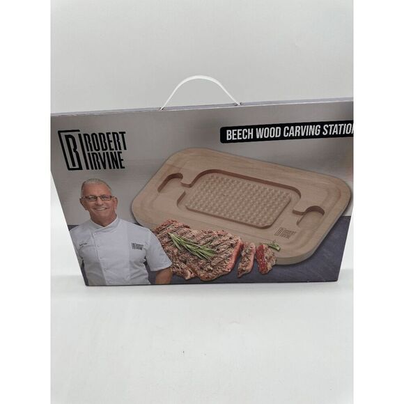 Robert Irvine Beech Wood Carving Station Board 17 X 11 NWT - Picture 1 of 8
